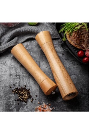 MNZ-Bamboo Wood Anti Bacterial Black Pepper Grinder ملح الصنارة عالية الجودة dop11794806igo - Miazze