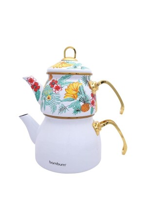 MNZ-Bambum Summer - Teapot Set بيضاء على النمط 8861 - Taşev