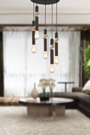 MNZ-Barnaby 5-piece Round Black Vintage Office Chandeliers Modern Young Room مطبخ غرفة المعيشة مصباح العصبة مصباح الشنادل 3958-05Y-BL-FR - Apliqa