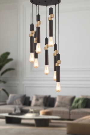 MNZ-Barnaby 7-piece Round Black Antique Office Chandeliers Modern Young Room مطبخ غرفة المعيشة مصباح العصبة الشنادل 3958-07-BL-FR - Apliqa