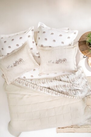 مجموعة من غطاء السرير مزدوجة من الميكروفونات من نوع MNZ-Barnet - Beige YTSGRPIST-1626275 - Yataş