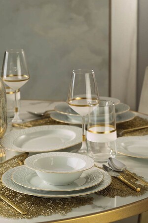 (MNZ-Başak) الذهبية المشبعة عشاء مجموعة 51 قطعة BSK51YT520 - Kütahya Porselen