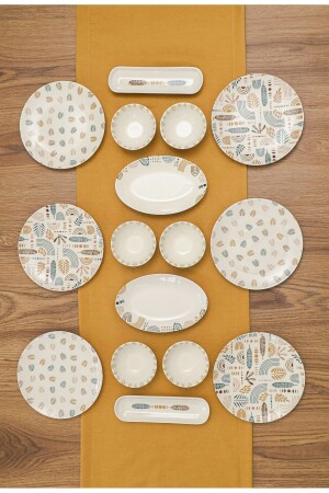 MNZ-Başak Porcelain 16 قطعة الإفطار المعدل ل 6 أشخاص - Heda Porselen