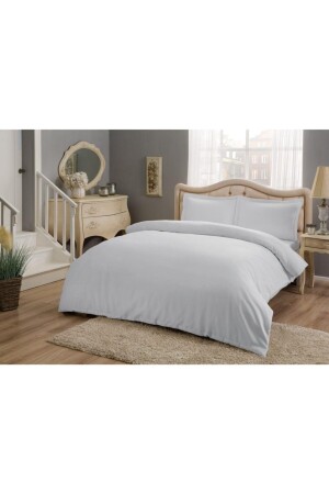 MNZ-Basic Satin Double Duvet Cover Set Gray 60179217 - Taç