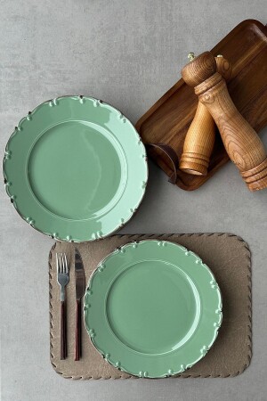 MNZ-Bastien Green اللوحة الخدمة الصناعة اليدوية للشخصين 6 مجموعة 25 سم PDBTYYS06SS00 - porselenden