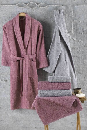 مجموعة من القطن المطبوعة في عائلة MNZ-Bathrobe Set 100% قطعة 6 الوردة الطبيعية المجففة 0301010194211 - Elart