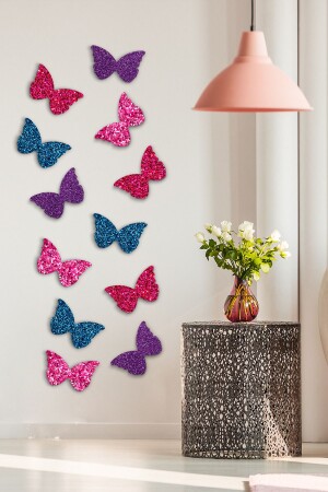MNZ-Batterflies 12 قطعة منتج ديكورات الجدار MDF - Evimemoda