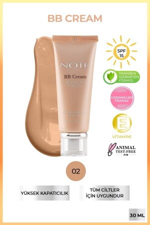 كريم MNZ-BB 02 مخفف طبيعي مع تأثير رطوبائي SPF 15 كريم BB - Note Cosmetics