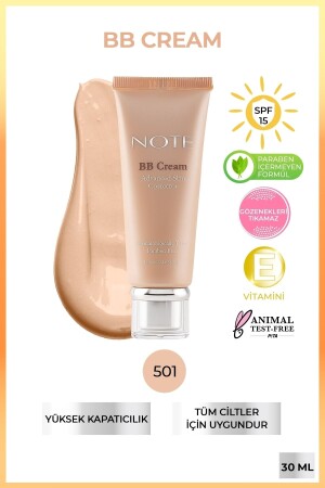 كريم MNZ-BB 501 كريم طبيعي مع تأثير رطوبائي SPF 15 BB كريم - Note Cosmetics