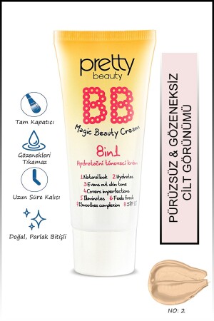 كريم MNZ-Bb يقدم تغطية مكثفة 8 في 1 تغطية طبيعية رقم: 2 - Pretty Beauty