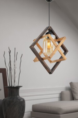 مصباح التصميم من طراز MNZ-Bcd مضيئة زحل مصباح العلق الخشبي شمعة أسود تثبيت متوافق مع جميع البيئات FH51 - Bidolushop