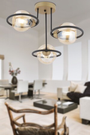 MNZ-Becca 3-piece أسود العسل القديم الكرة الزجاجية الشنارة الحضرية الحديثة قاعة المعيشة الشنارة 4100-03-FR-BL - Apliqa