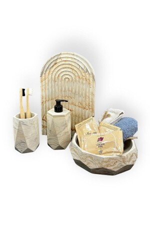 MNZ-Beige Gray Marble Effect المرحاض الخرساني المُعدّل BM-221 - betonmall