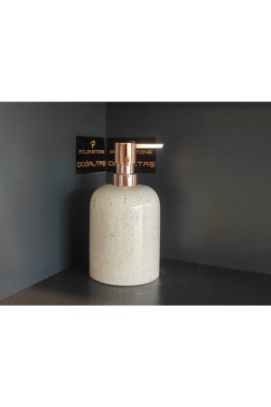 مُنحّي الصابون السائل من الرخام (MNZ-Beige Marble Liquid Soap) مع مضخة الزهرة الذهبية PLN272 - Polen Stone
