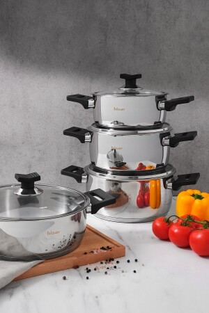 MNZ-Belek 8 قطعة أدوات الطبخ الصلبة مجموعة الأسود M60050900-65592 - Hisar