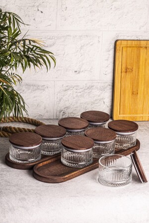 MNZ-Bella 10 قطعة صندوقا الخشبية فراغ الغطاء الزجاجي الإفطار متعدد الأغراض وعاء خفيفة الزجاجي 235ml - Snippy