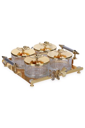 تلوث MNZ-Bella مغطى، يُمسك، أربعة أجزاء مربع عرض طبق، وجبة خفيفة، وجبة الإفطار، وعاء الجام - Vadi