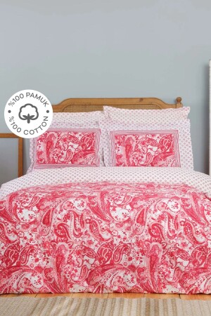 MNZ-Bellance Red 100% Cotton Double Duvet Cover Set 200 20. 01. 0280 - Karaca Home