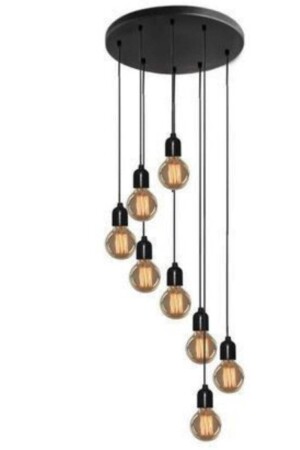 MNZ-Belur 8-piece Black Pendant Lamp شمعة BLR-SS-08 - BSA LIGHTING