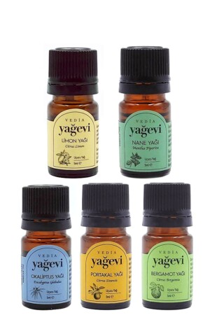 MNZ-Bergamot Orange Lemon Eucalyptus Mint زيت ضروري مجموعة 5x5 مل - Yağevi
