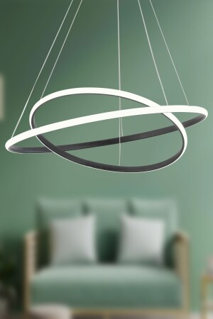 MNZ-Bernardo 45x35 دائرة كبيرة سوداء مصباح معلق حديث ضوء أبيض أدى الشنادل - Dekorluna