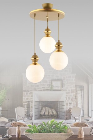 MNZ-Berru 3 قطعة صالونة الذهب القديم الذهبية الإضاءة الحديثة 3074 - KUZEY AYDINLATMA