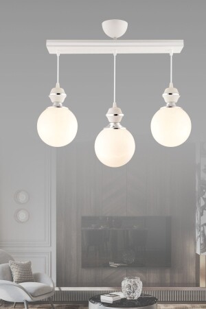 MNZ-Berru 3-piece فخمة الشنارة مع الكروم الأبيض زجاج الكرة الأرضية المزمنة 2010 - GYK LİGHT