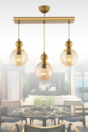 MNZ-Berru 3-piece زجاجي الذهب الذهبي القديم المضخم الإضاءة الحديثة 3075 - KUZEY AYDINLATMA