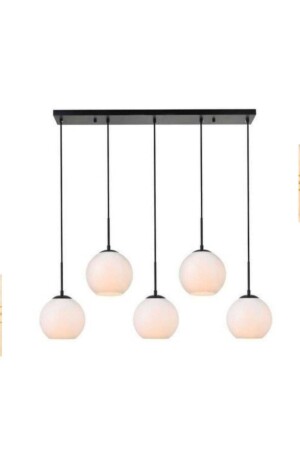 MNZ-Beryl 5-piece Black Row Pendant Lamp Chandelier (White Glass) SRL-SYH-BRL-05 - BSA LIGHTING