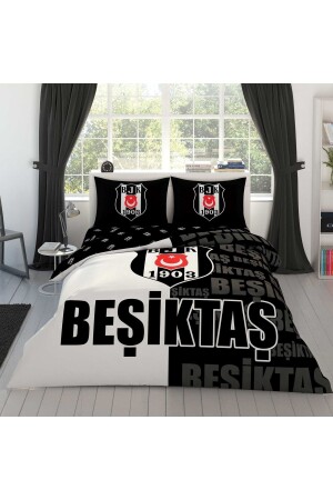 MNZ-Beşiktaş قطعة شعار القطن مجموعة غطاء القماش المزدوج - Taç