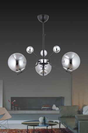 MNZ-Beste 3 قطع كروم عصرية مدخنة الكرة الأرضية الزجاجية مصباح معلق أفضل 3 قطع - ESSLİGHT