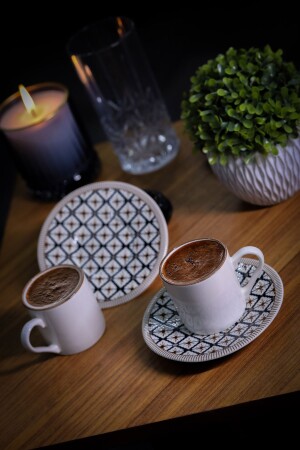 MNZ-Beste البورتسلين 4 قطع مجموعة قهوة لشخصين 100 مل - Heda Porselen