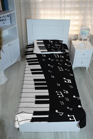 MNZ-Bh1381 غطاء سريري مع ملاحظات البيانو وكنسة وسادة bhyt1381 - Bebişim Halı