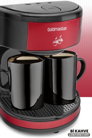 MNZ-Bi Coffee Red Double Cup Filter Machine with BiKahveGift (مجهاز قهوة مزدوجة الكوب) - GoldMaster