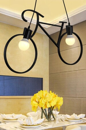 MNZ-Bicycle Chandelier Black Metal Pendant Lamp Wrought Iron Retro Rusty Office Cafe Bar Hotel مصباح السقف الحديث ATLY40 - Bundeba