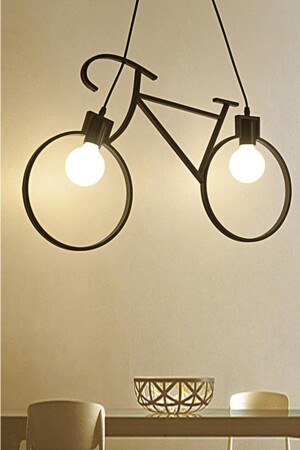 MNZ-Bicycle Chandelier Black Metal Pendant Lamp Wrought Iron Retro Rusty Office Cafe Bar Hotel مصباح السقف الحديث BNDBSKLT - Bundera