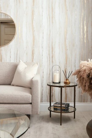 MNZ-Bien حصرية 5365 غري بارد نمط الجدار المتدفق مع الذهب المعدني 5-30 م2 - Bien Duvar Kağıtları