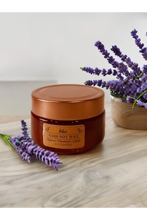 MNZ-Bihal الطبيعي ليفندرا رائحة الصويا موم الخشبية الشمعة (250ML - 510 GR) ليفندرا180ML - Bihal Hediyelik