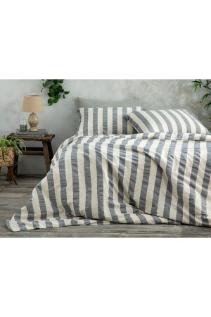 MNZ-Billowy Seersucker Single Duvet Cover Set 160x220 سم البحرية الأزرق TYC00490040094 - English Home