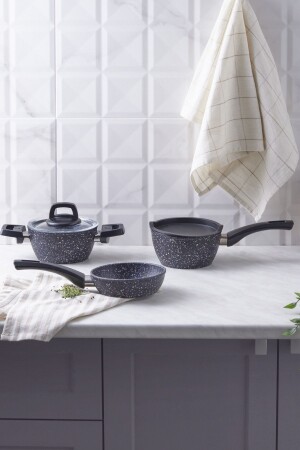 (MNZ-Bio Granit Blue Stone Mini 5 Piece) مجموعة أدوات الطهي 153 03. 08. 3537 - Karaca