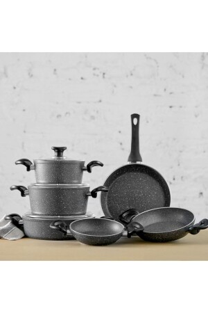 MNZ-Bio Granit Premium Pinkgrey Mega 9 Piece Kitchen Set KRC-PINKGRAY9 - Karaca