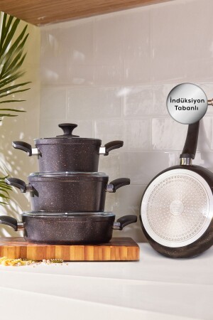 MNZ-Biogranit ذهب أسود إدخال جديد على أساس 7 قطع طباخ مجموعة 153. 03. 08. 1154 - Karaca