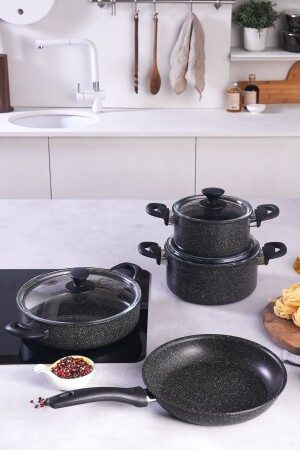 MNZ-Biogranit Lena 7 قطعة مجموعة أدوات الطهي - Karaca