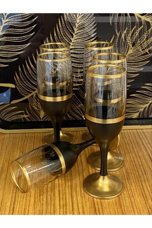 MNZ-Bistro الذهب الأسود قهوة الماء الزجاج 6 قطع - Paşabahçe