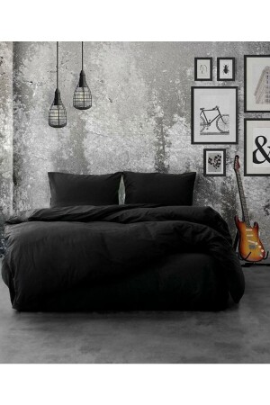 MNZ-Black غطاء ملابس مزدوجة مجموعة 100% القطن 1074 - BONJARDİNHOME