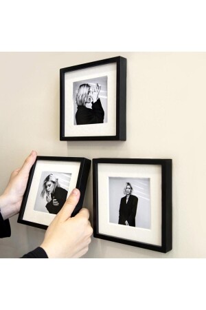 MNZ-Black 14x14cm كطاقة صورة بولا مربعة مع ملصق قابلة للإزالة - حزمة من 3 - Nobbystar