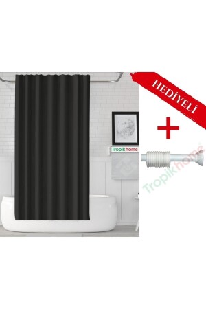 الستائر الحمام من نوع MNZ-Black 180x200cm الستائر الحمام من نوع واحد مع هنجر هدية - الستائر الحمام من نوع ملون - Tropikhome