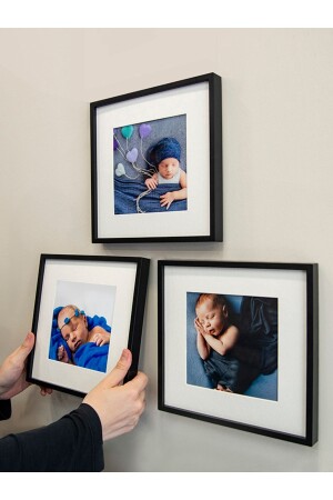 MNZ-Black 21x21cm مربع إطار الصورة مع ملصق قابلة للإزالة - حزمة من 3 - Nobbystar