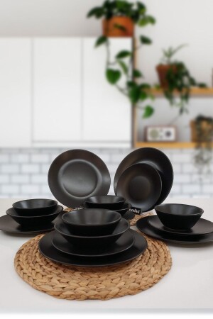 (MNZ-Black) مجموعة عشاء 24 قطعة لـ 6 أشخاص (مات 956A) - Keramika