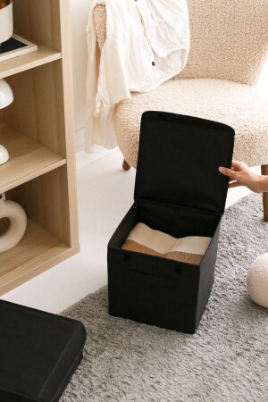 MNZ-Black غسيل الملابس مغطاة لعبة منظمة صندوق التخزين المثبت 28x28x28 BKKPK-SYH - Rek Home